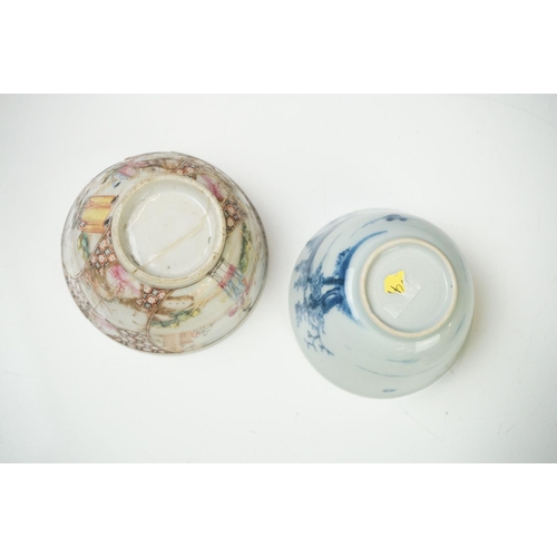 39 - Collection of Chinese Tea Bowls, Cups and Saucers, 18th century onwards, mainly famille rose and blu... 