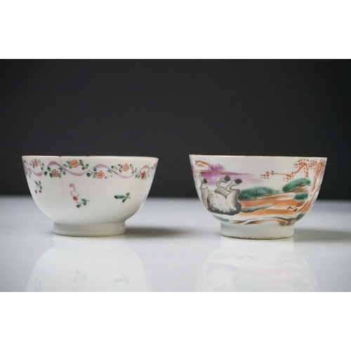 39 - Collection of Chinese Tea Bowls, Cups and Saucers, 18th century onwards, mainly famille rose and blu... 