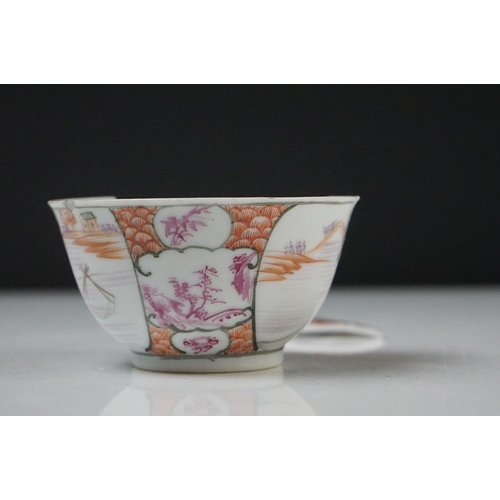 39 - Collection of Chinese Tea Bowls, Cups and Saucers, 18th century onwards, mainly famille rose and blu... 