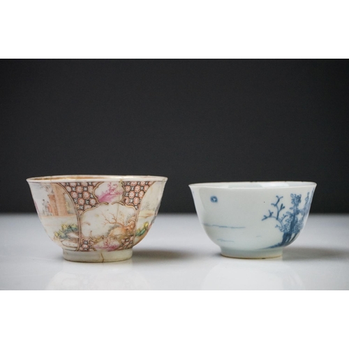 39 - Collection of Chinese Tea Bowls, Cups and Saucers, 18th century onwards, mainly famille rose and blu... 