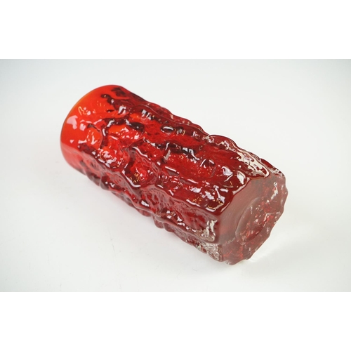 40 - Whitefriars Bark Coffin Vase in Ruby Red, 13cm high and a Whitefriars Bark Cylindrical Vase in Ruby ... 