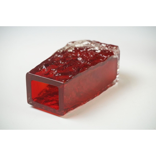 40 - Whitefriars Bark Coffin Vase in Ruby Red, 13cm high and a Whitefriars Bark Cylindrical Vase in Ruby ... 