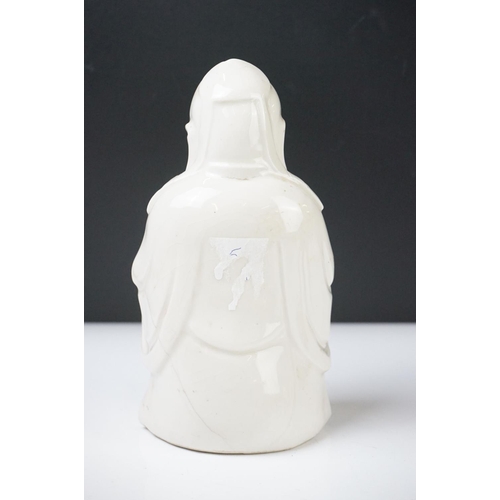 41 - Chinese Blanc de Chine Ceramic Figure of a Seated Elder, 18cm high together with Hardwood Carved Chi... 