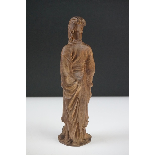 41 - Chinese Blanc de Chine Ceramic Figure of a Seated Elder, 18cm high together with Hardwood Carved Chi... 