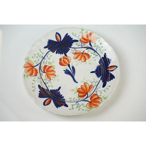 45 - 19th century Mason's Ironstone type Inkwell (chip to scroll handle) 9.5cm high together with a 19th ... 