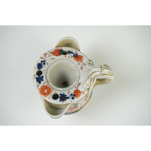 45 - 19th century Mason's Ironstone type Inkwell (chip to scroll handle) 9.5cm high together with a 19th ... 