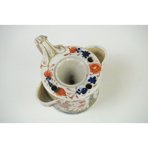 45 - 19th century Mason's Ironstone type Inkwell (chip to scroll handle) 9.5cm high together with a 19th ... 