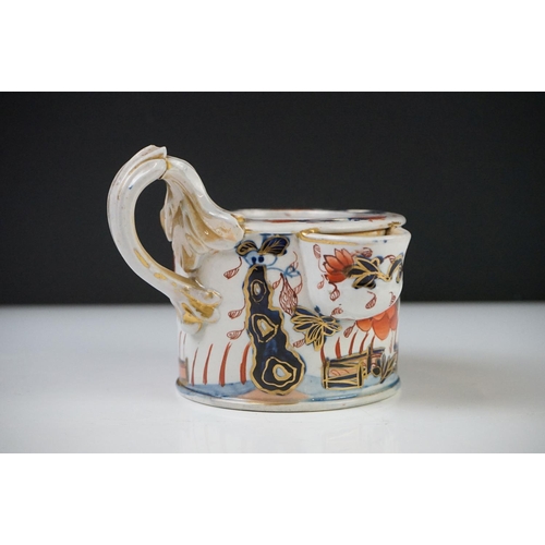 45 - 19th century Mason's Ironstone type Inkwell (chip to scroll handle) 9.5cm high together with a 19th ... 