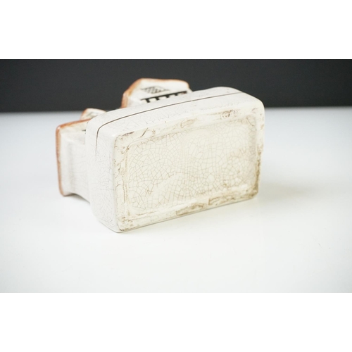 47 - 19th century Staffordshire Pottery Watch Holder with a musician lady holding a sheep and a spaniel, ... 