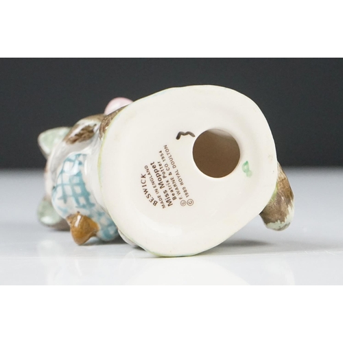 48 - Five Beatrix Potter Figures including Beswick Miss Tiggy-winkle, Miss Moppet, Rebeccah Puiddle-duck ... 