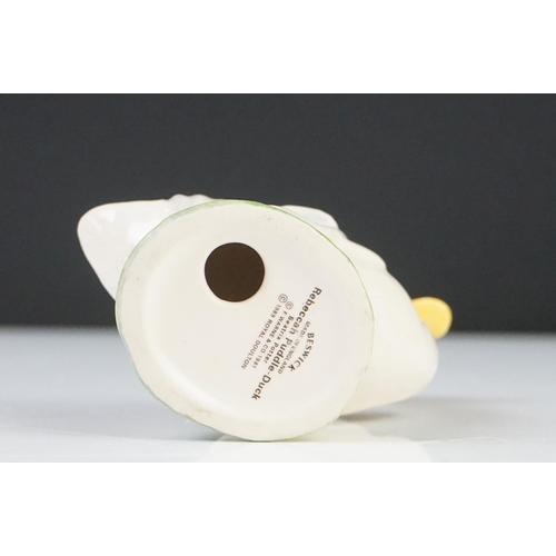 48 - Five Beatrix Potter Figures including Beswick Miss Tiggy-winkle, Miss Moppet, Rebeccah Puiddle-duck ... 