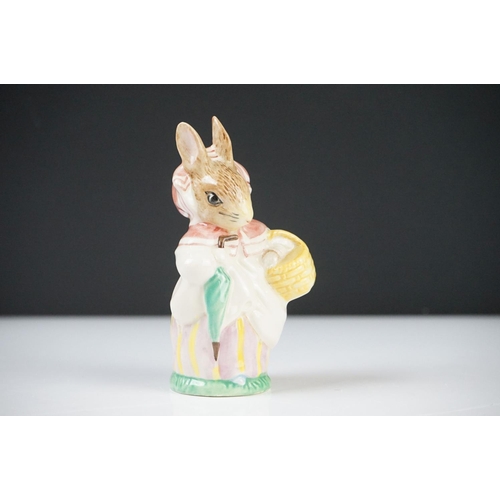 48 - Five Beatrix Potter Figures including Beswick Miss Tiggy-winkle, Miss Moppet, Rebeccah Puiddle-duck ... 