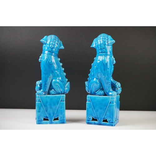 50 - Pair of Chinese Turquoise-glazed Temple Lion Dogs / Dogs of Fo, 26cm high