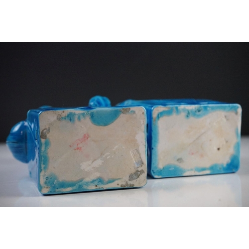 50 - Pair of Chinese Turquoise-glazed Temple Lion Dogs / Dogs of Fo, 26cm high