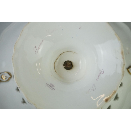 56 - 19th century Davenport Longport Footed Comport decorated with flowers, 23cm high together with Blanc... 