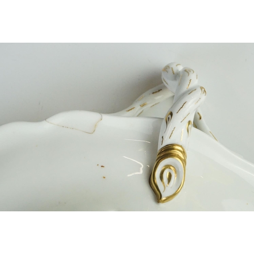 56 - 19th century Davenport Longport Footed Comport decorated with flowers, 23cm high together with Blanc... 