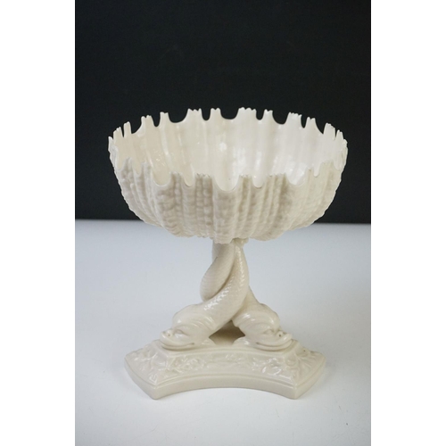 56 - 19th century Davenport Longport Footed Comport decorated with flowers, 23cm high together with Blanc... 