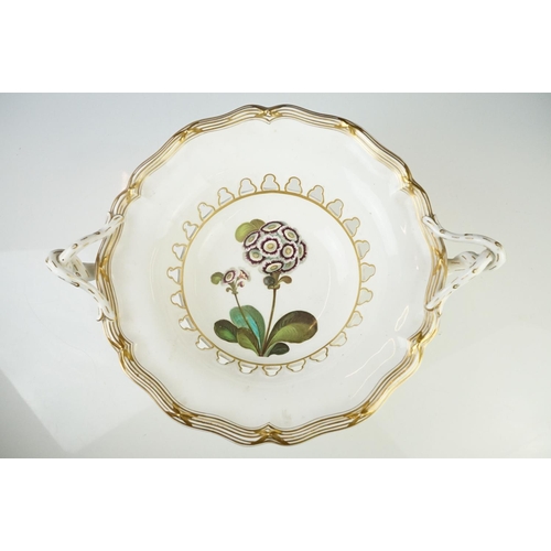 56 - 19th century Davenport Longport Footed Comport decorated with flowers, 23cm high together with Blanc... 