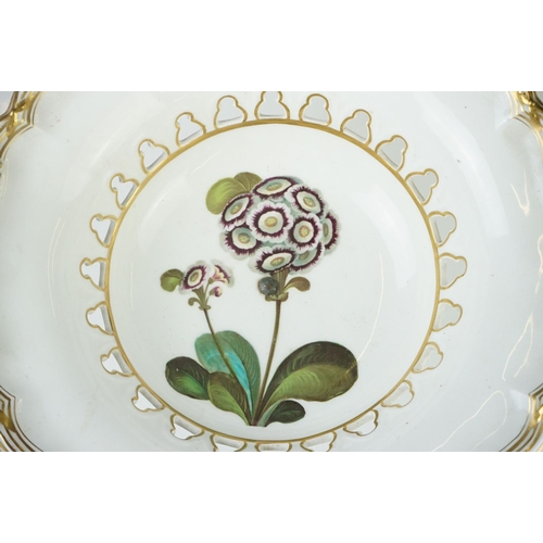 56 - 19th century Davenport Longport Footed Comport decorated with flowers, 23cm high together with Blanc... 