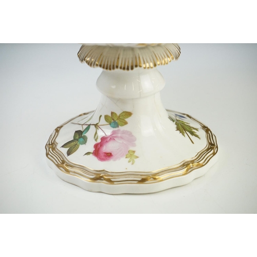 56 - 19th century Davenport Longport Footed Comport decorated with flowers, 23cm high together with Blanc... 