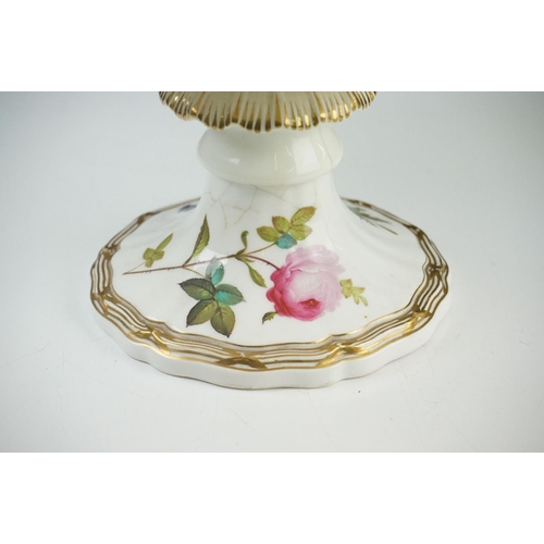 56 - 19th century Davenport Longport Footed Comport decorated with flowers, 23cm high together with Blanc... 