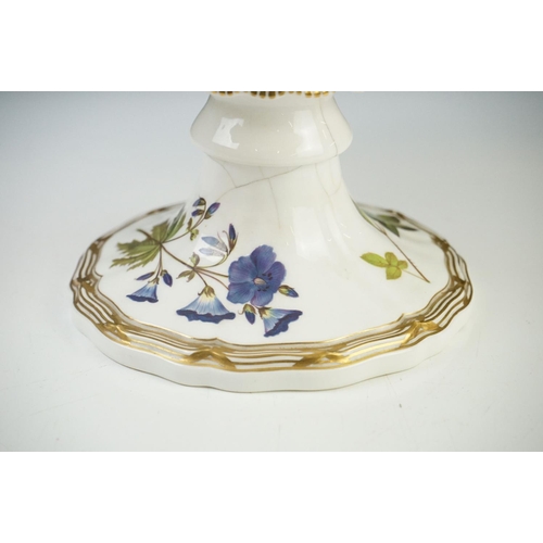 56 - 19th century Davenport Longport Footed Comport decorated with flowers, 23cm high together with Blanc... 