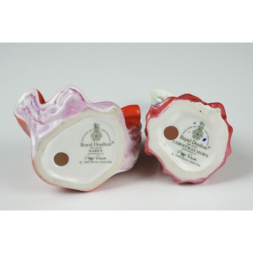 57 - Eleven Royal Doulton Figurines including Christmas Morn HN3212, Emma HN3208, Esmeralda HN2168, Fragr... 