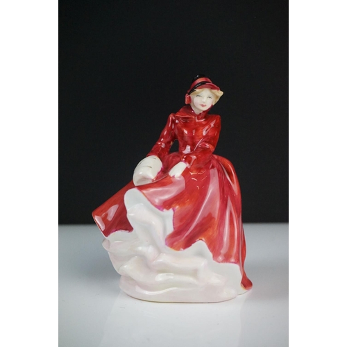 57 - Eleven Royal Doulton Figurines including Christmas Morn HN3212, Emma HN3208, Esmeralda HN2168, Fragr... 