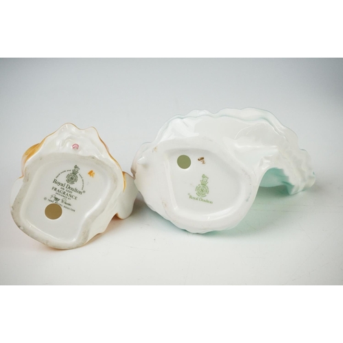 57 - Eleven Royal Doulton Figurines including Christmas Morn HN3212, Emma HN3208, Esmeralda HN2168, Fragr... 