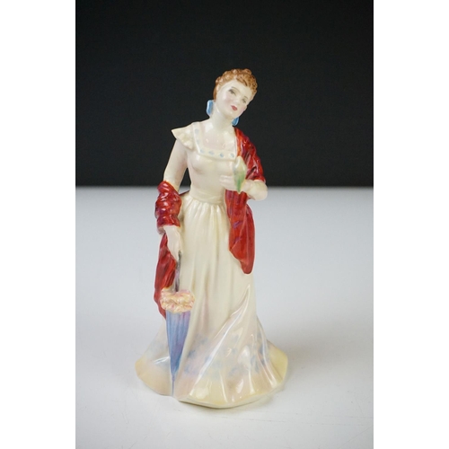 57 - Eleven Royal Doulton Figurines including Christmas Morn HN3212, Emma HN3208, Esmeralda HN2168, Fragr... 