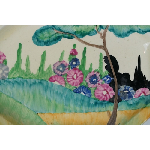 6 - Clarice Cliff Pottery Bizarre Octagonal Plate decorated in the Sandon pattern, 25cm long