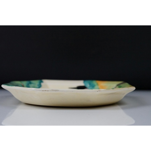 6 - Clarice Cliff Pottery Bizarre Octagonal Plate decorated in the Sandon pattern, 25cm long