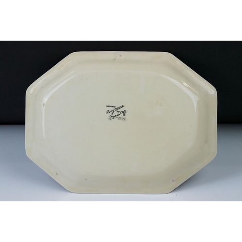 6 - Clarice Cliff Pottery Bizarre Octagonal Plate decorated in the Sandon pattern, 25cm long