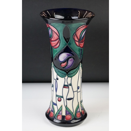 7 - Moorcroft Pottery trumpet shape Vase decorated in the ' Tribute to Charles Rennie Mackintosh ' patte... 