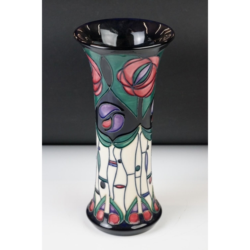 7 - Moorcroft Pottery trumpet shape Vase decorated in the ' Tribute to Charles Rennie Mackintosh ' patte... 
