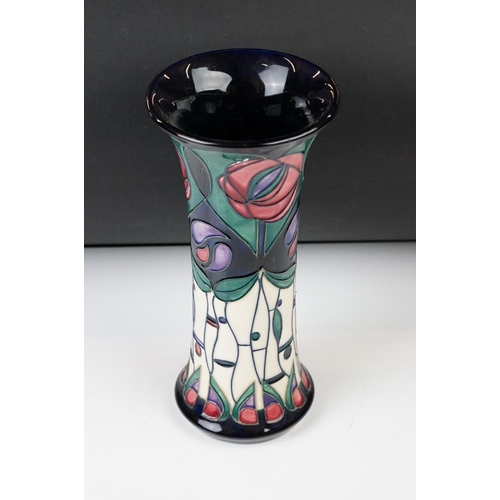 7 - Moorcroft Pottery trumpet shape Vase decorated in the ' Tribute to Charles Rennie Mackintosh ' patte... 