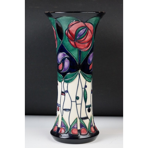 7 - Moorcroft Pottery trumpet shape Vase decorated in the ' Tribute to Charles Rennie Mackintosh ' patte... 