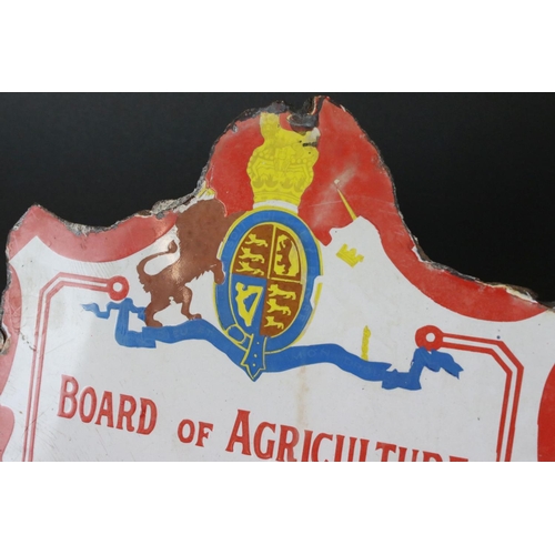 193 - Early 20th century Crest Shaped Enamel Sign ' Board of Agricultural and Fisheries Light Horse Breedi... 