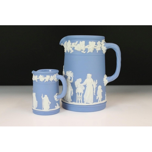 110 - Wedgwood Jasperware Pale Blue Tea Service for 6 to include 2 x teapots & covers, 6 teacups & saucers... 