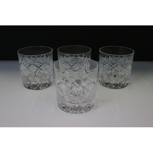 113 - Tiffany & Co Boxed Set of Four Crystal Cut Glass Whiskey Tumblers (8.5cm high), together with a boxe... 