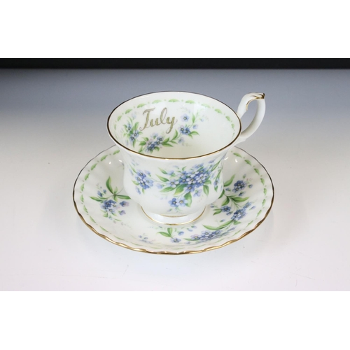 117 - Royal Albert ' Flower of The Month Series ' tea ware, to include 9 x boxed teacups & saucers (Januar... 