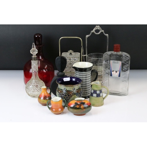 121 - Group of Mixed Glass & Ceramics to include a cut glass scent bottle & stopper with white metal mount... 