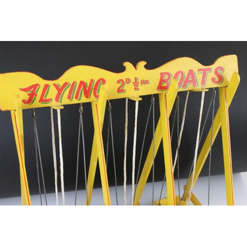 126 - Scratch Built Painted Wooden ' Flying Boats ' fairground ride model, measures 41cm high x 39cm wide