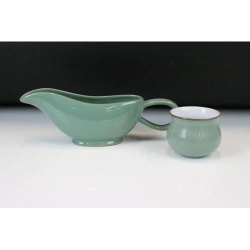 138 - Collection of Denby tea and dinner ware in Regency Green, to include coffee pot & cover, 3 cereal bo... 