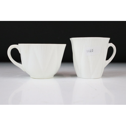 131 - Shelley & Foley Dainty White Tea Wares of moulded lobed form, with leaf decoration (Shelley reg no. ... 