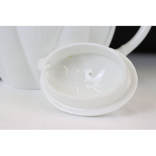 131 - Shelley & Foley Dainty White Tea Wares of moulded lobed form, with leaf decoration (Shelley reg no. ... 