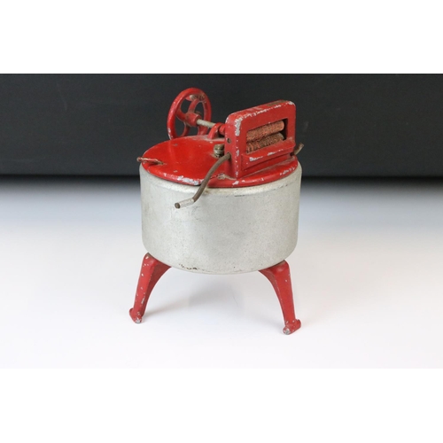 184 - Scarce early to mid 20th Century Louis Vuitton metal mechanical washing machine toy with attached ma... 