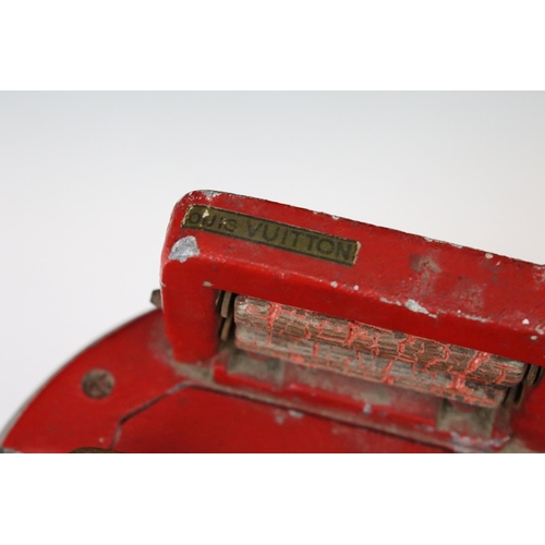 184 - Scarce early to mid 20th Century Louis Vuitton metal mechanical washing machine toy with attached ma... 