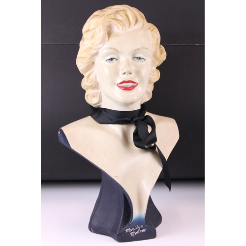 186 - Marilyn Monroe painted carbon fibre head & shoulders bust, measures 52cm high