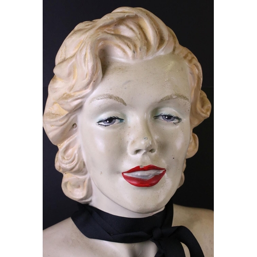 186 - Marilyn Monroe painted carbon fibre head & shoulders bust, measures 52cm high